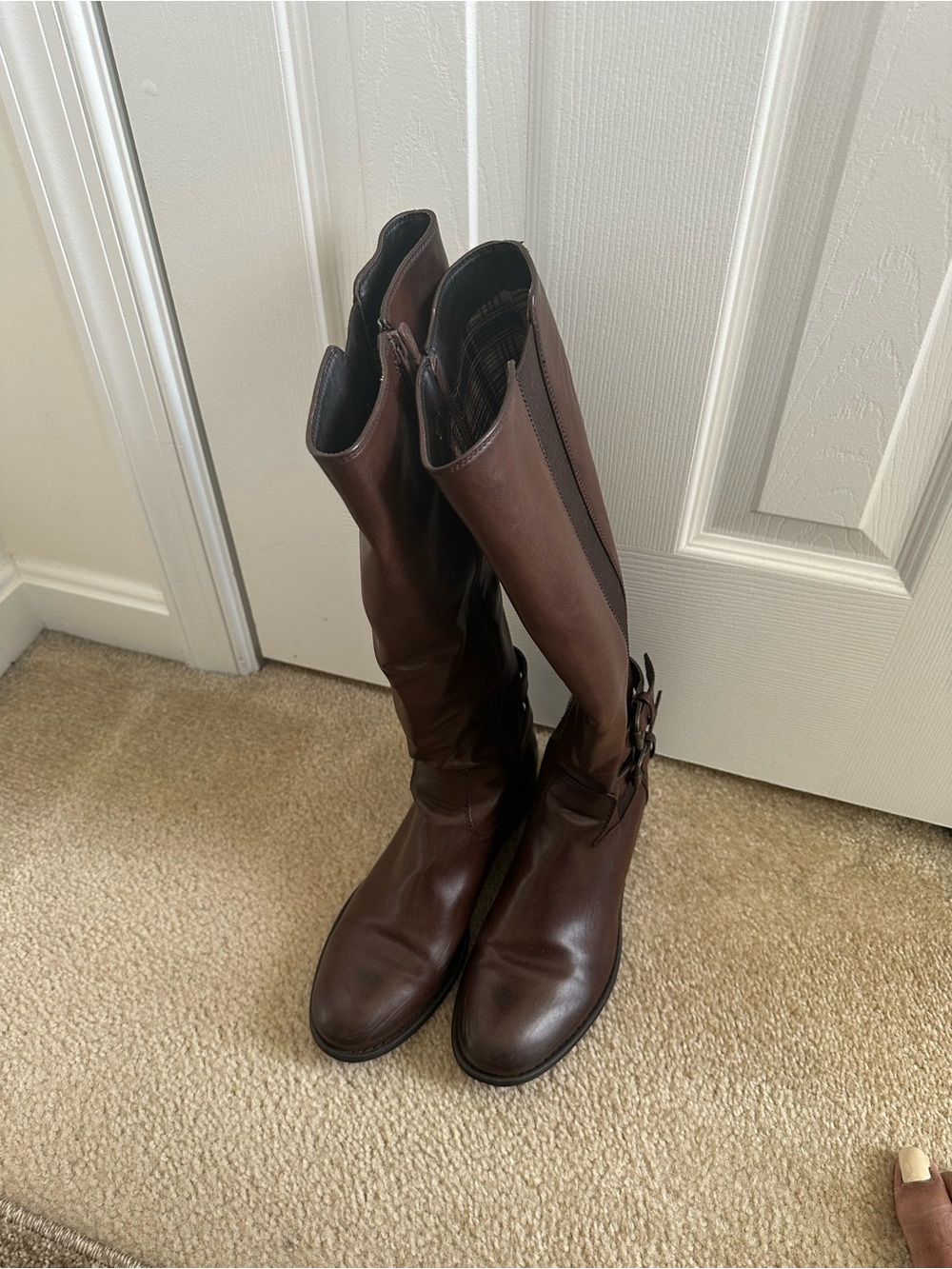 G by Guess Dark Brown Tall Riding Boots with Buckle Detail